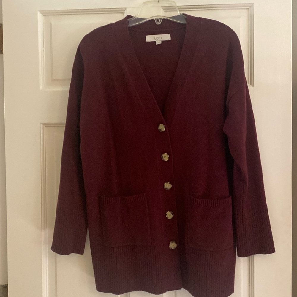 Loft burgundy cardigan sweater